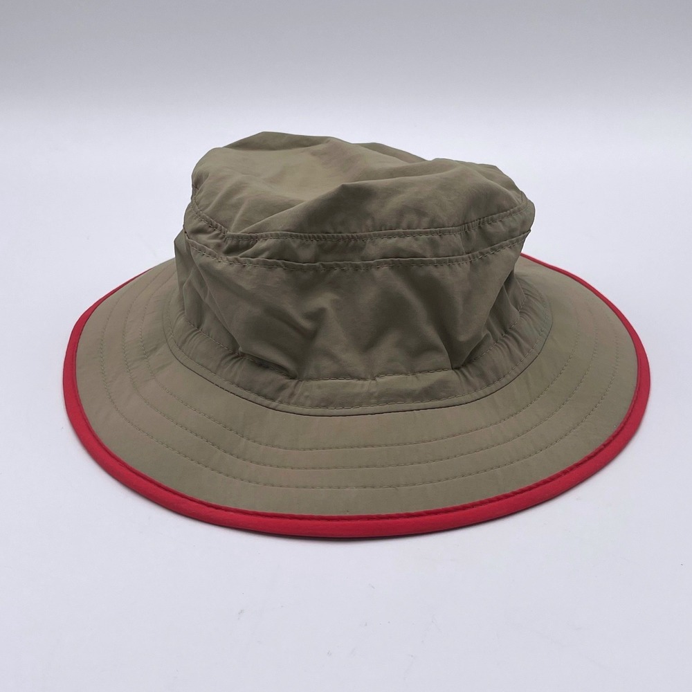 REI Co-op Men Khaki Tan Red Trim Boonie Sun Hat Adjustable Hiking Camping Hat